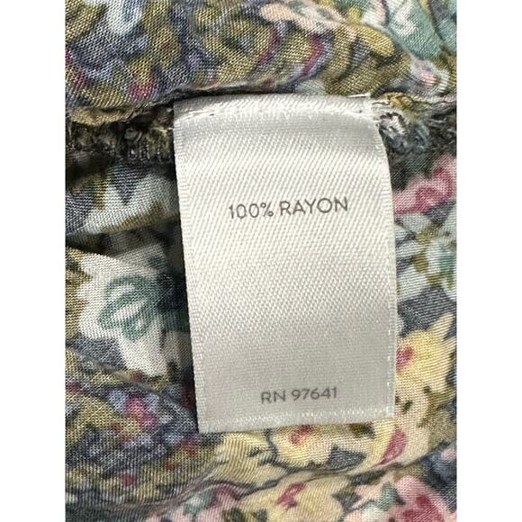 J.Jill Pullover Blouse Top 3/4 sleeves Floral Green XL lightweight colorful - Picture 5 of 8